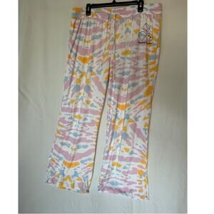 Smiley World Women's XL Graphic Print Pajama Pants Multicolor Tie Dye Soft